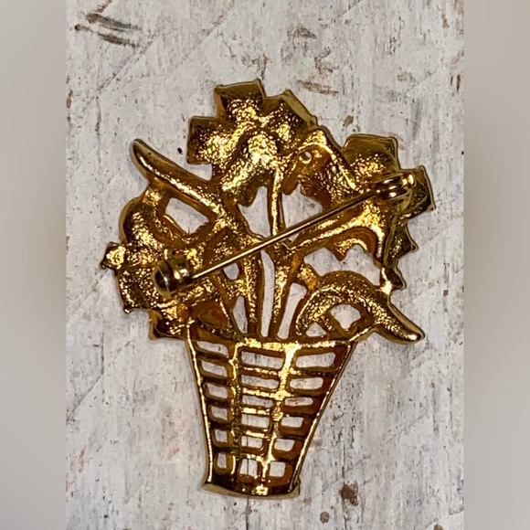 Floral Rhinestone Brooch - Picture 2 of 2